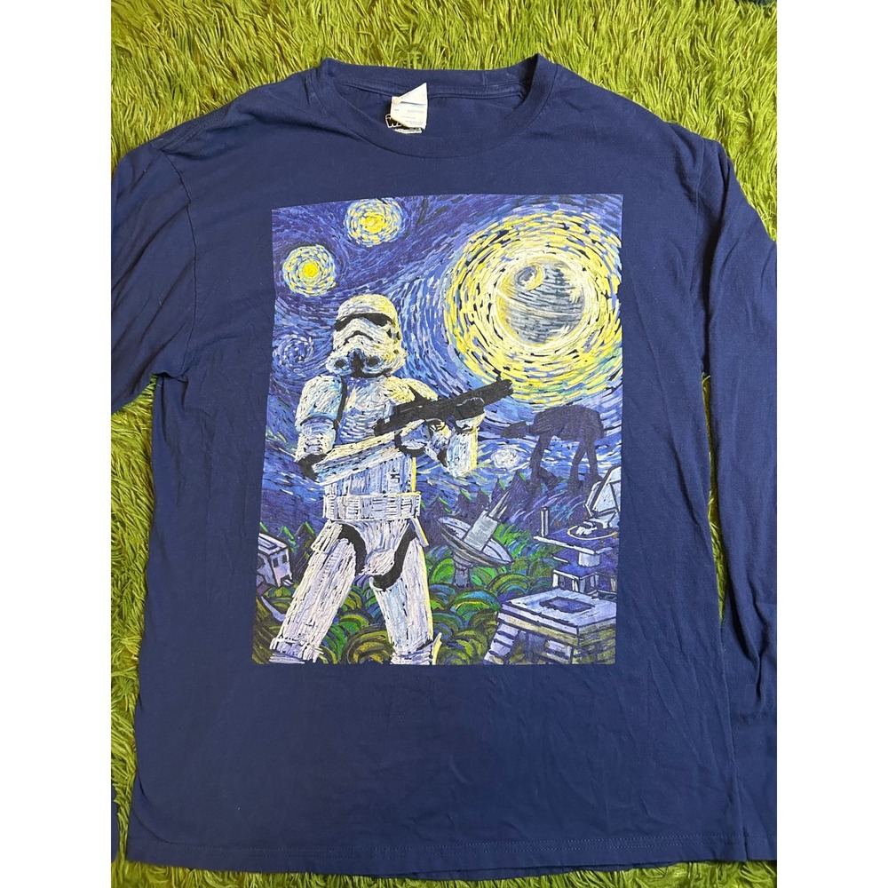 Star‎ Wars Long Sleeve Men Medium Blue Starry Night Stormtrooper Graphic Shirt